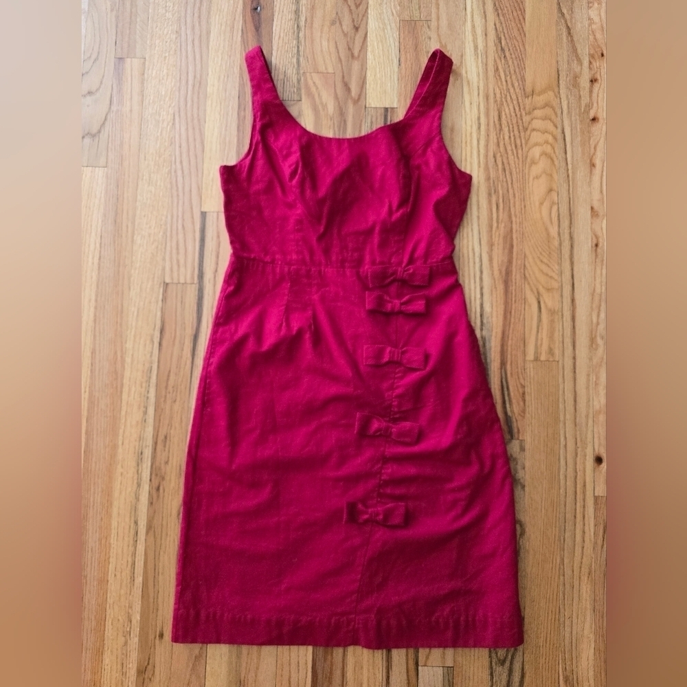Moulinette Seours Anthropologie Bow Dress Mini Dress Sleeveless Womens 2 Red